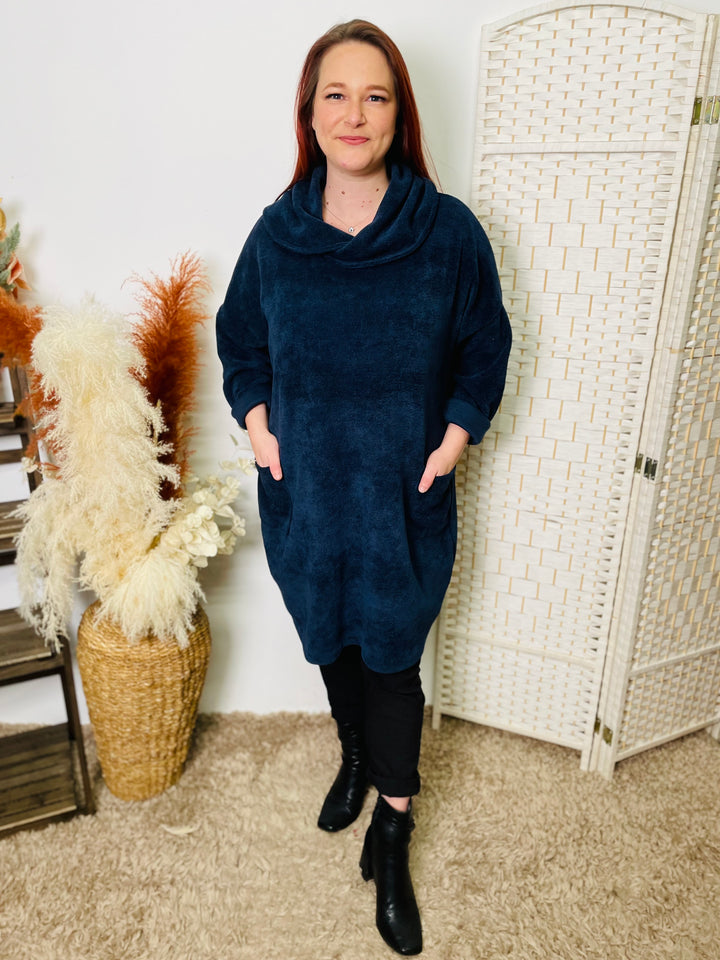 "ARIANA" Corduroy Tunic-Navy