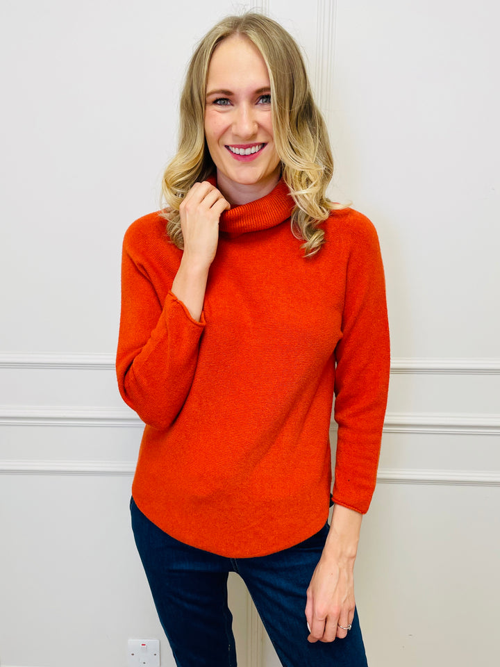"MANDY" Roll Neck Jumper-Orange