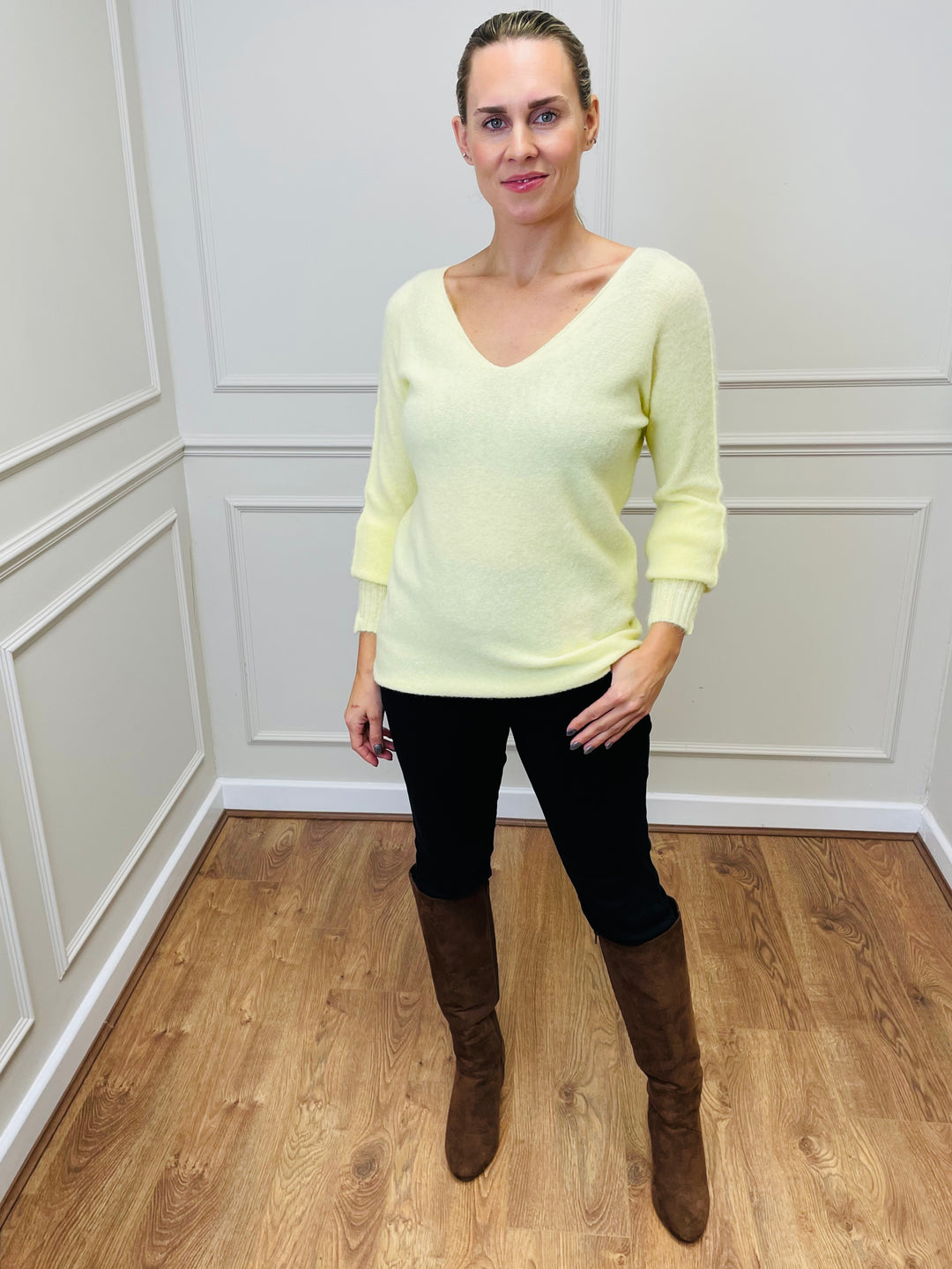 "SOPHIA" Fine Knit Jumper-Lemon