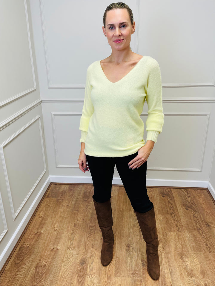 "SOPHIA" Fine Knit Jumper-Lemon