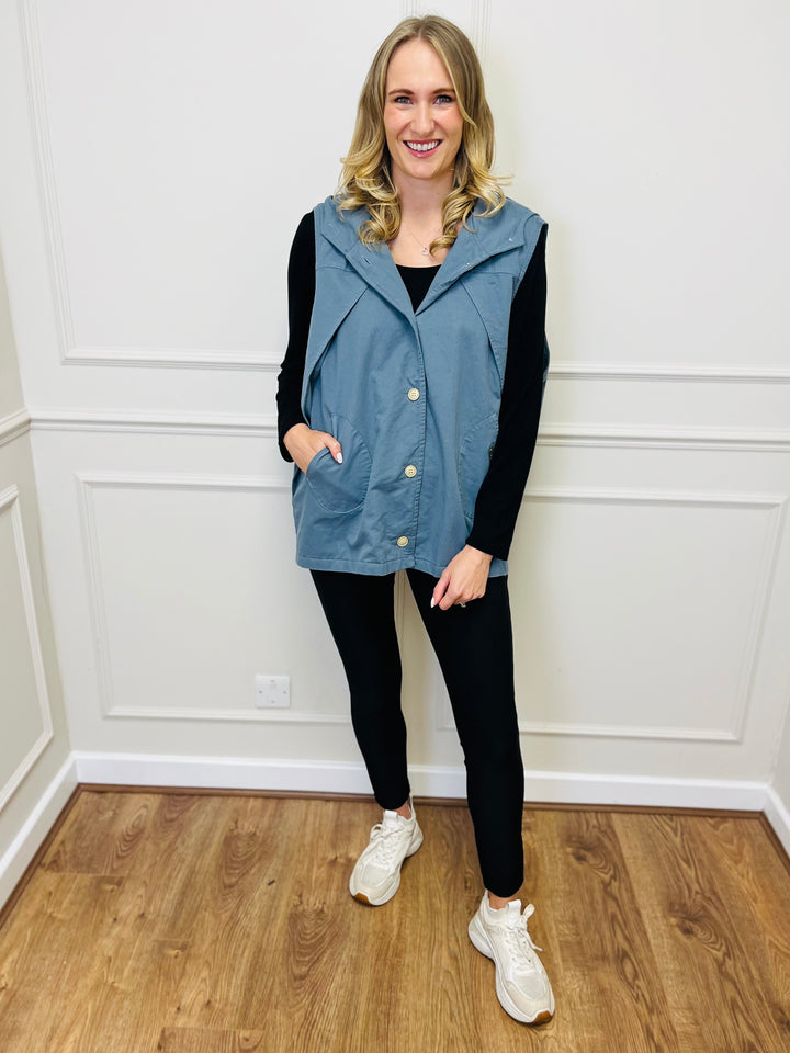 "DIXIE" Cotton Gilet-Denim