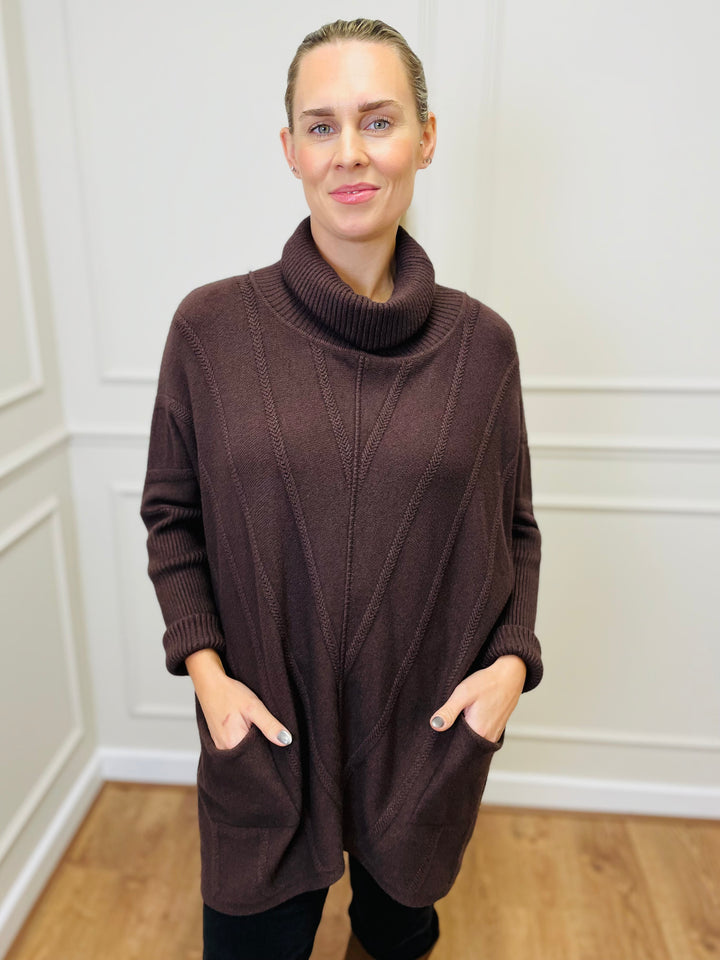 "GRACE" Knitted Jumper-Brown