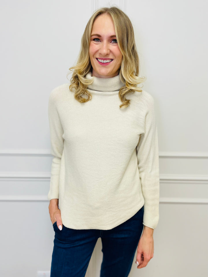 "MANDY" Roll Neck Jumper-Cream