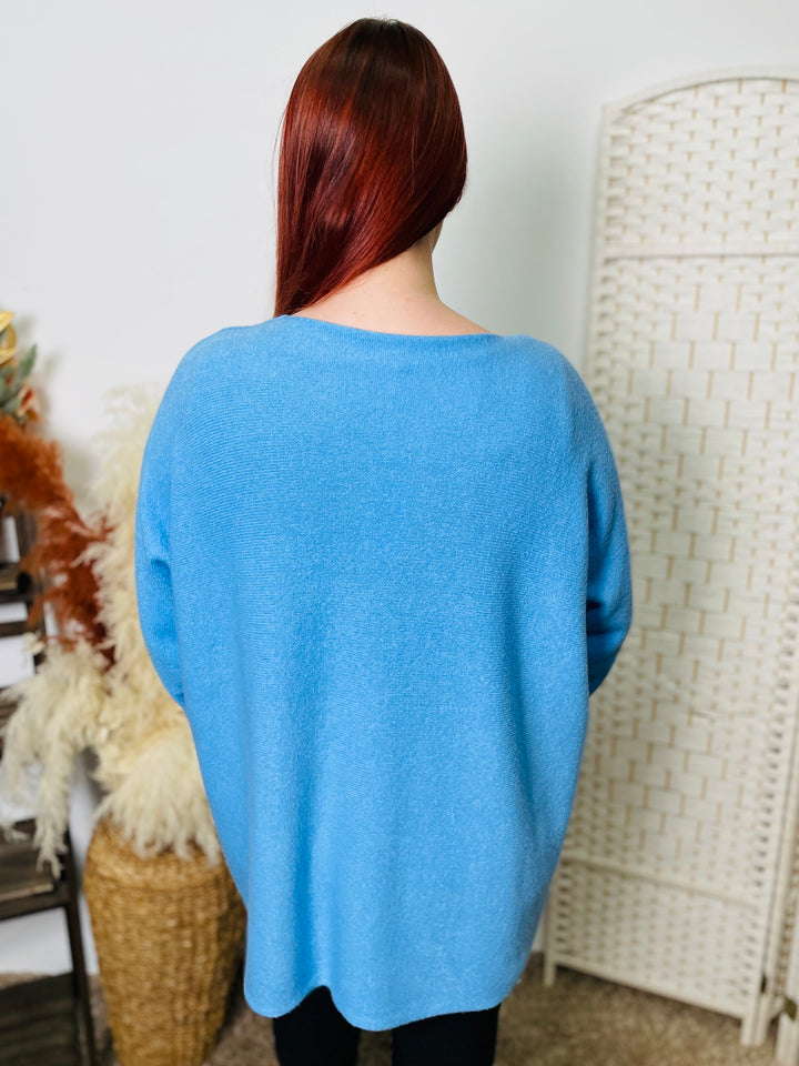 "PIPPER" Round Neck Jumper-Blue