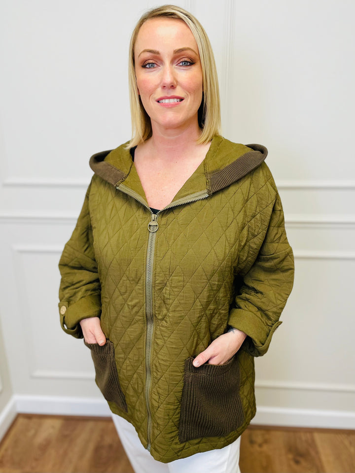 "ADELINA" Quilted Jacket-Olive
