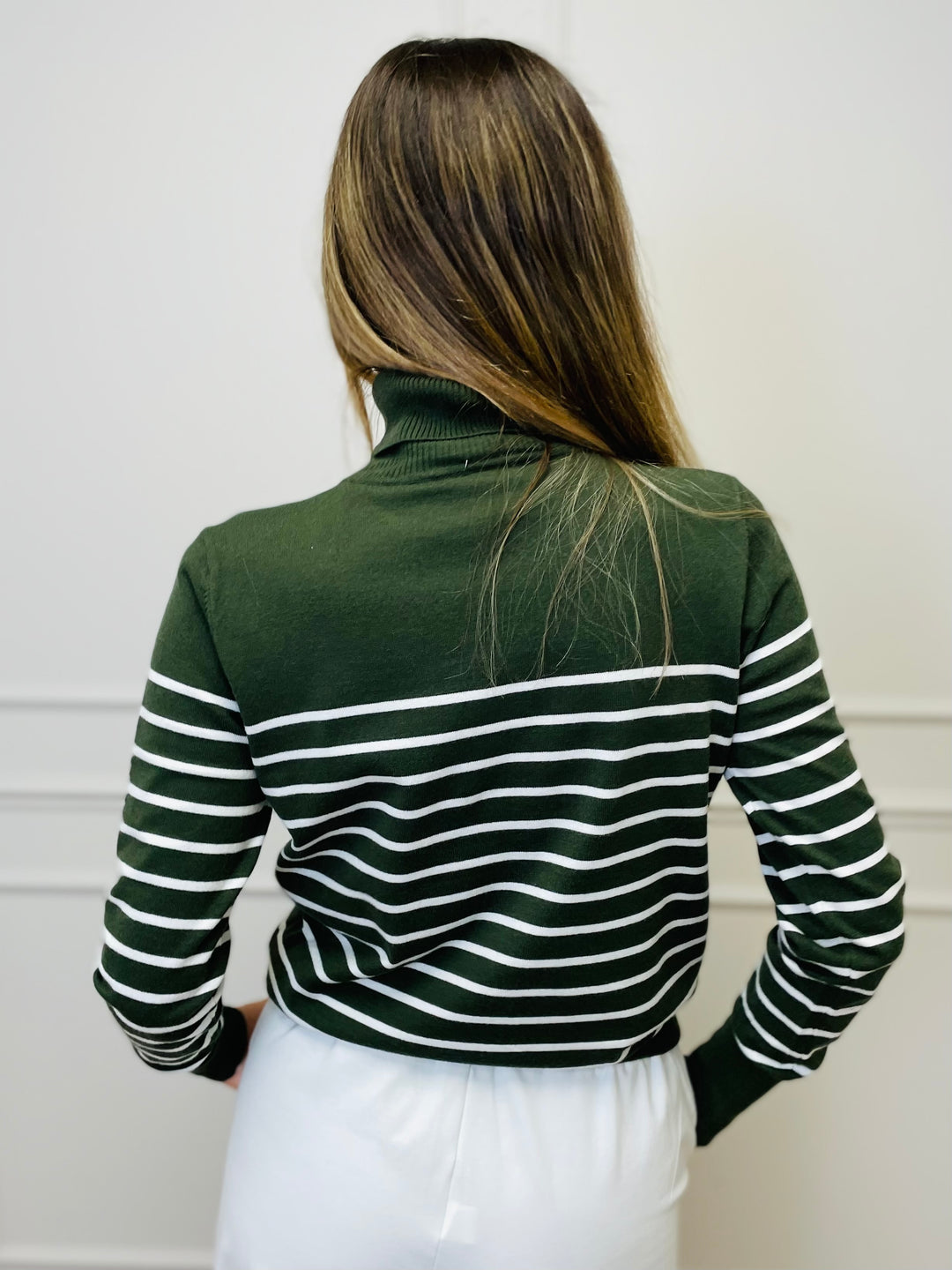 "GRACE" Stripe Print Jumper-Green & White