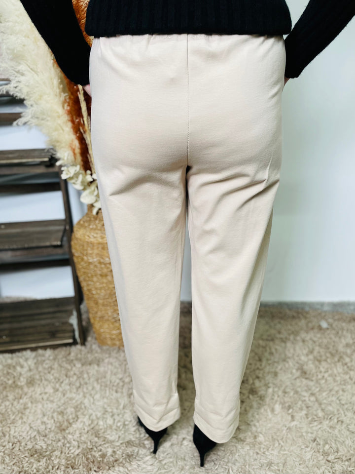 "CHLOE" Scuba Trousers-Cream