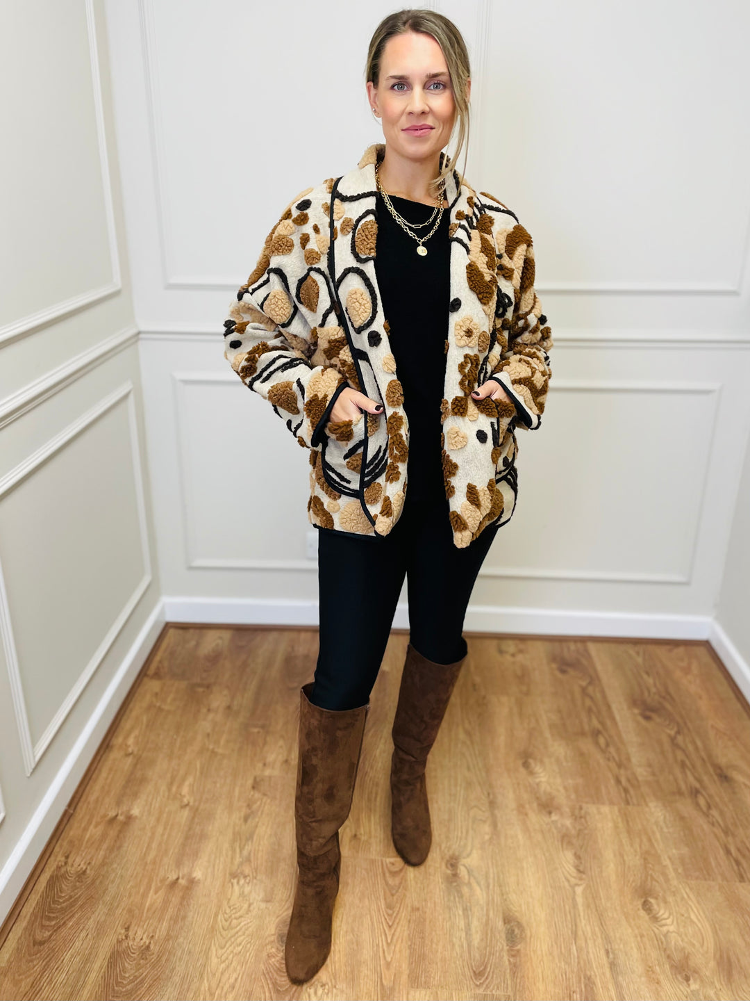 "NANCY" Textured Coat-Neutral