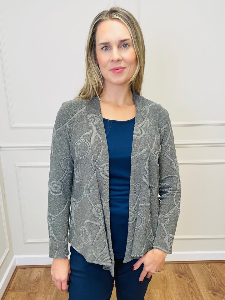 "GWYNETH" Textured Soft Knit Jacket-Green