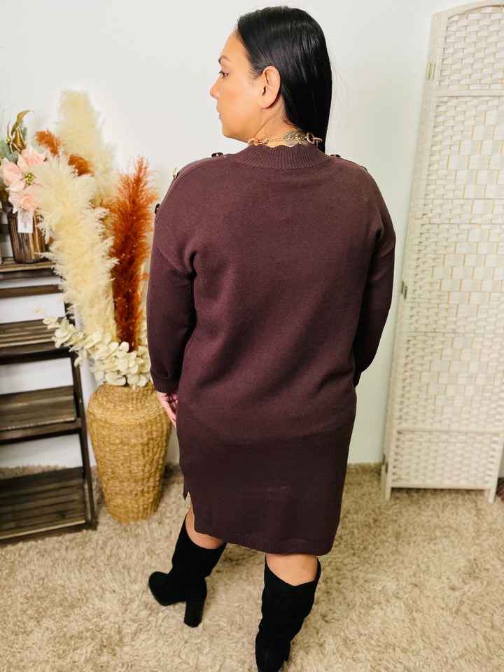 "SAWYER" Jumper Dress-Brown