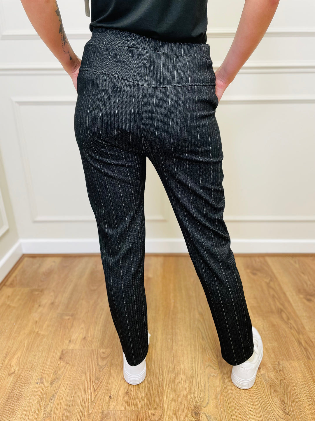 "MICHELLE" Pinstripe Trouser-Black