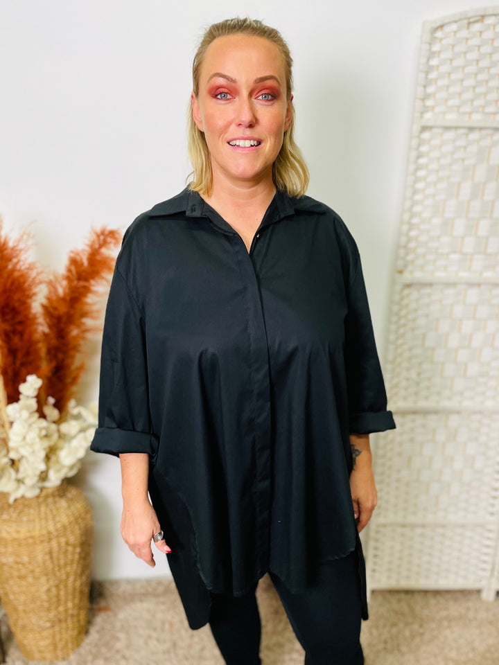 "PAMELA” Oversized Shirt-Black