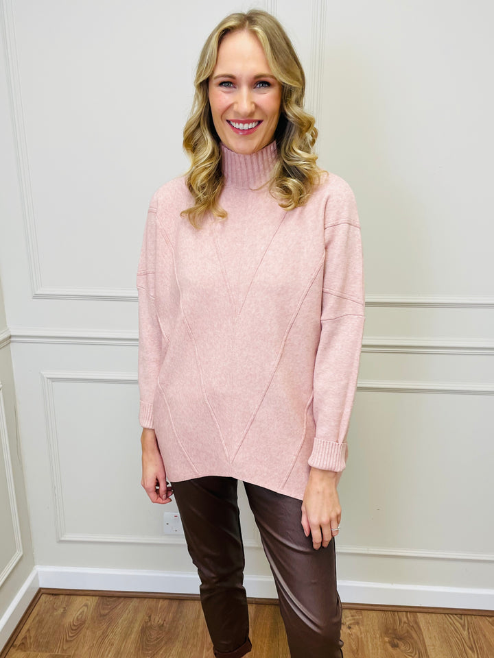 "BLAKE" Polo Neck Jumper-Pink