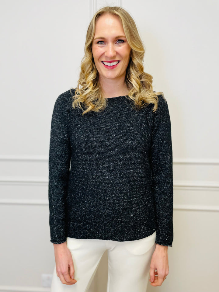 "MAGNOLIA" Sparkle Fine Knit Jumper-Black