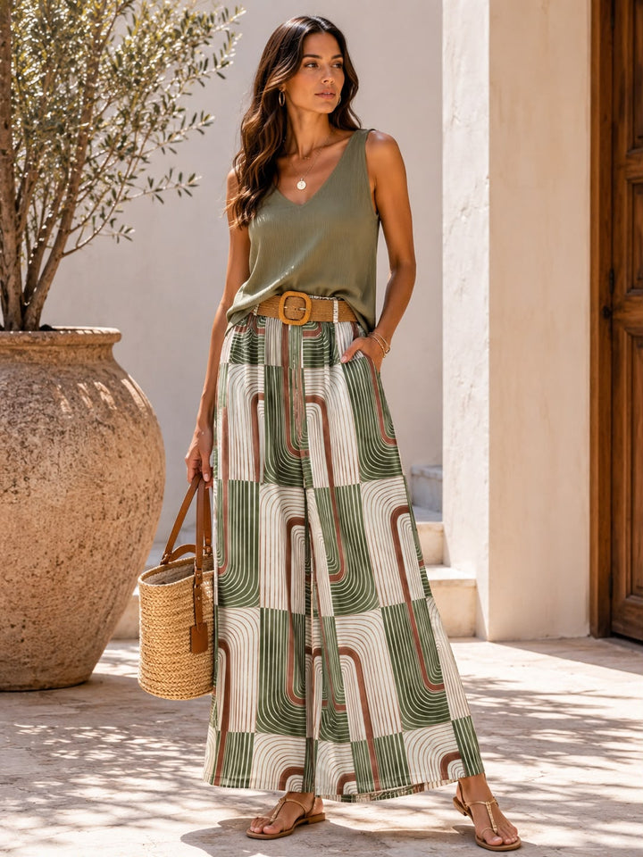 “DANIELA” Maze Print Trouser khaki