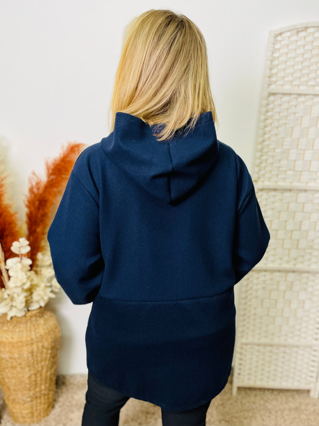 "OLIVIA" Hooded Coat-Navy