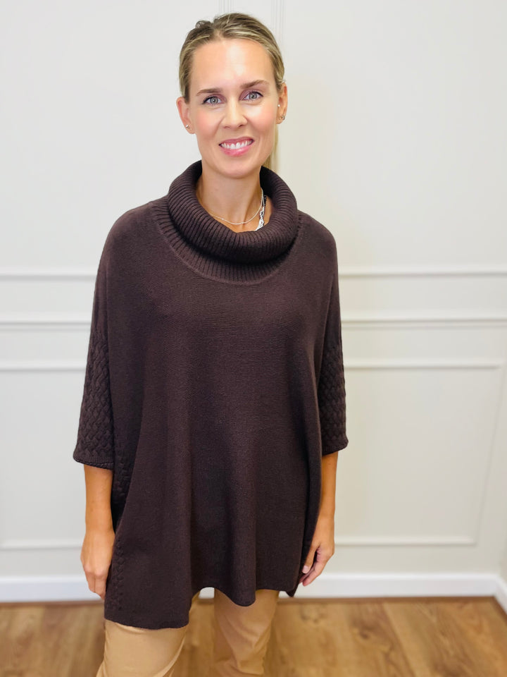 "SABRINA" Oversized Jumper-Brown