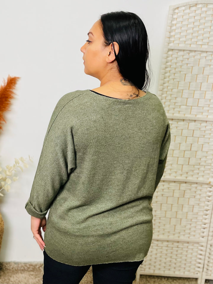 "CAROLINA" Fine Knit Jumper-Khaki Green