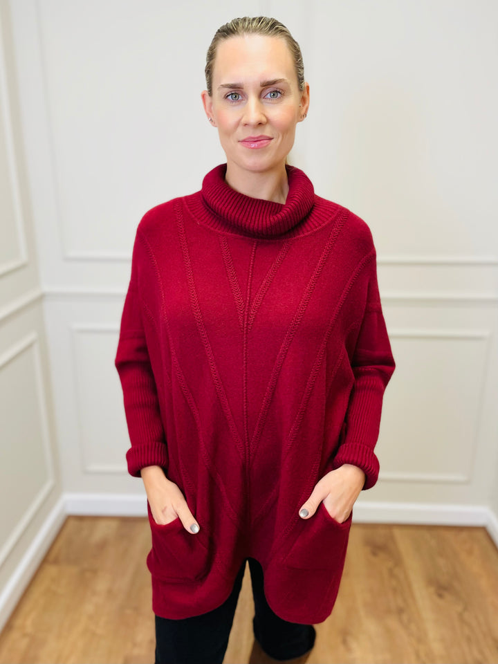 "GRACE" Knitted Jumper-Burgundy