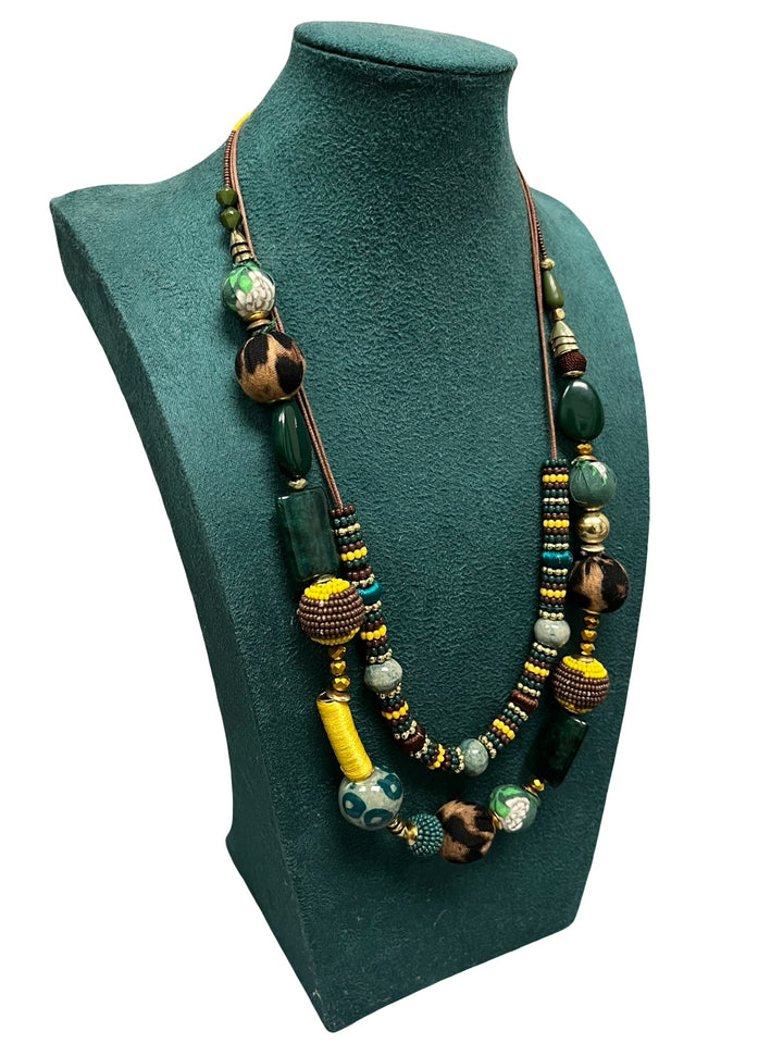Green & Multicolour Statement Necklace