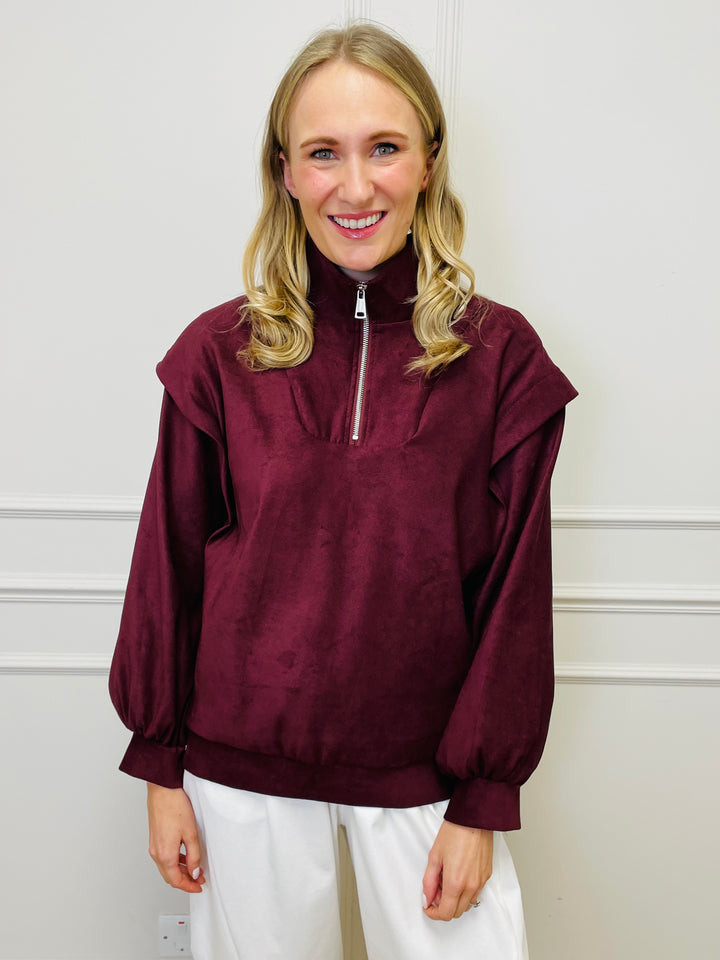 "BEATRICE" Half Zip Top-Wine