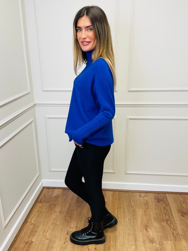 "AMANDA" Roll Neck Jumper-Blue