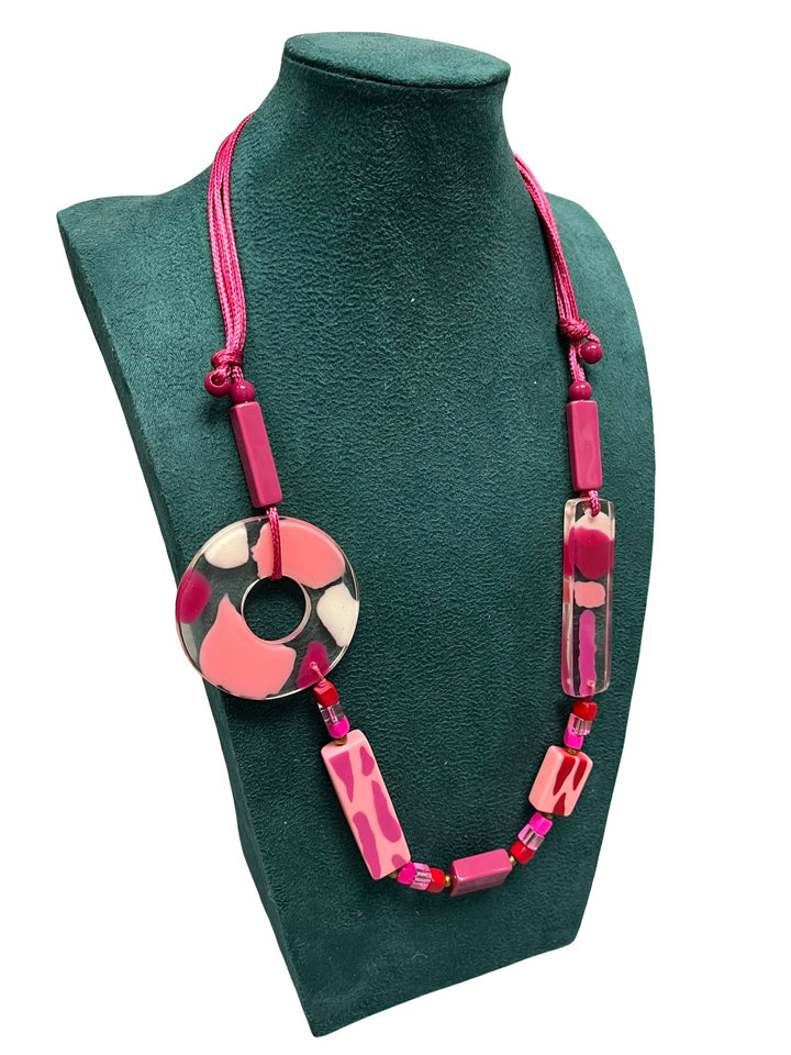 Short Statement Necklace-Pink