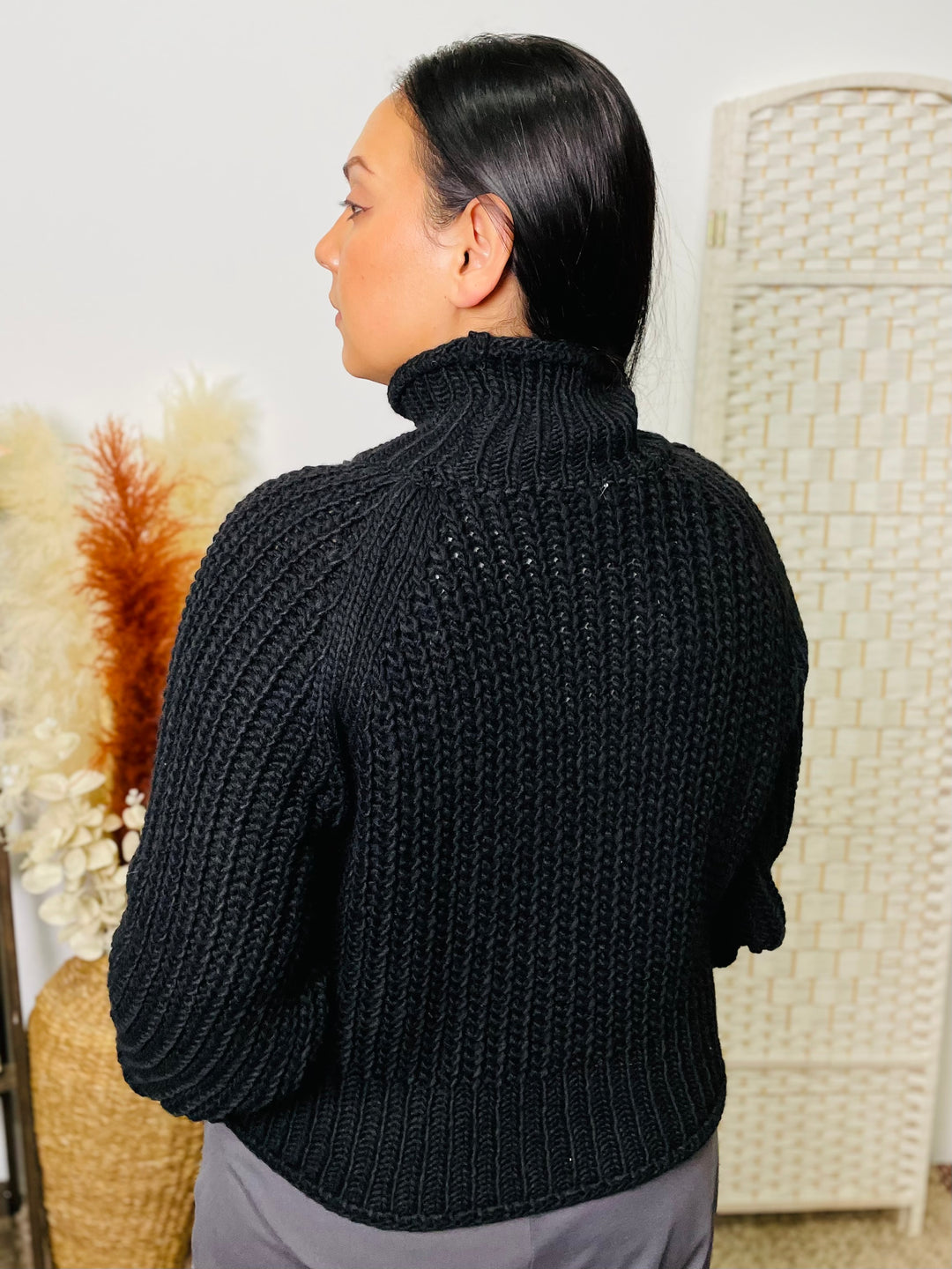 "ANGELA" Polo Neck Jumper-Black