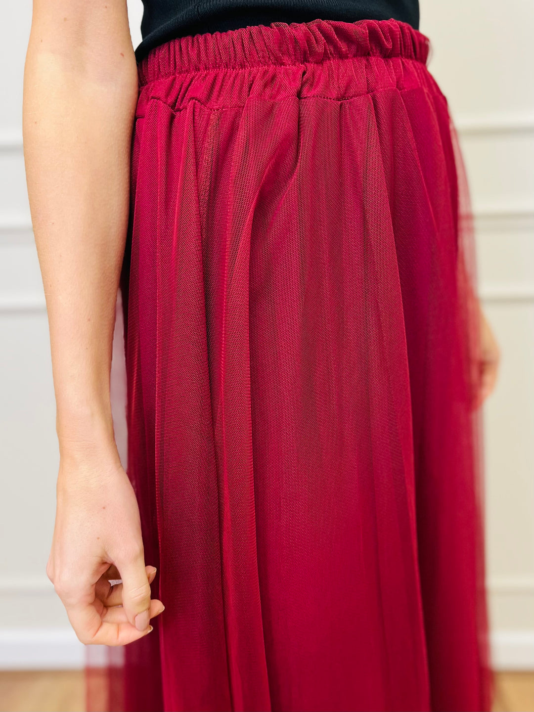 "IZZY" Tulle Skirt-Burgundy