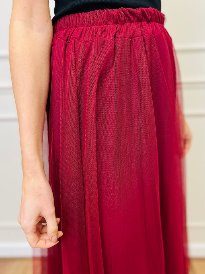 "IZZY" Tulle Skirt-Burgundy