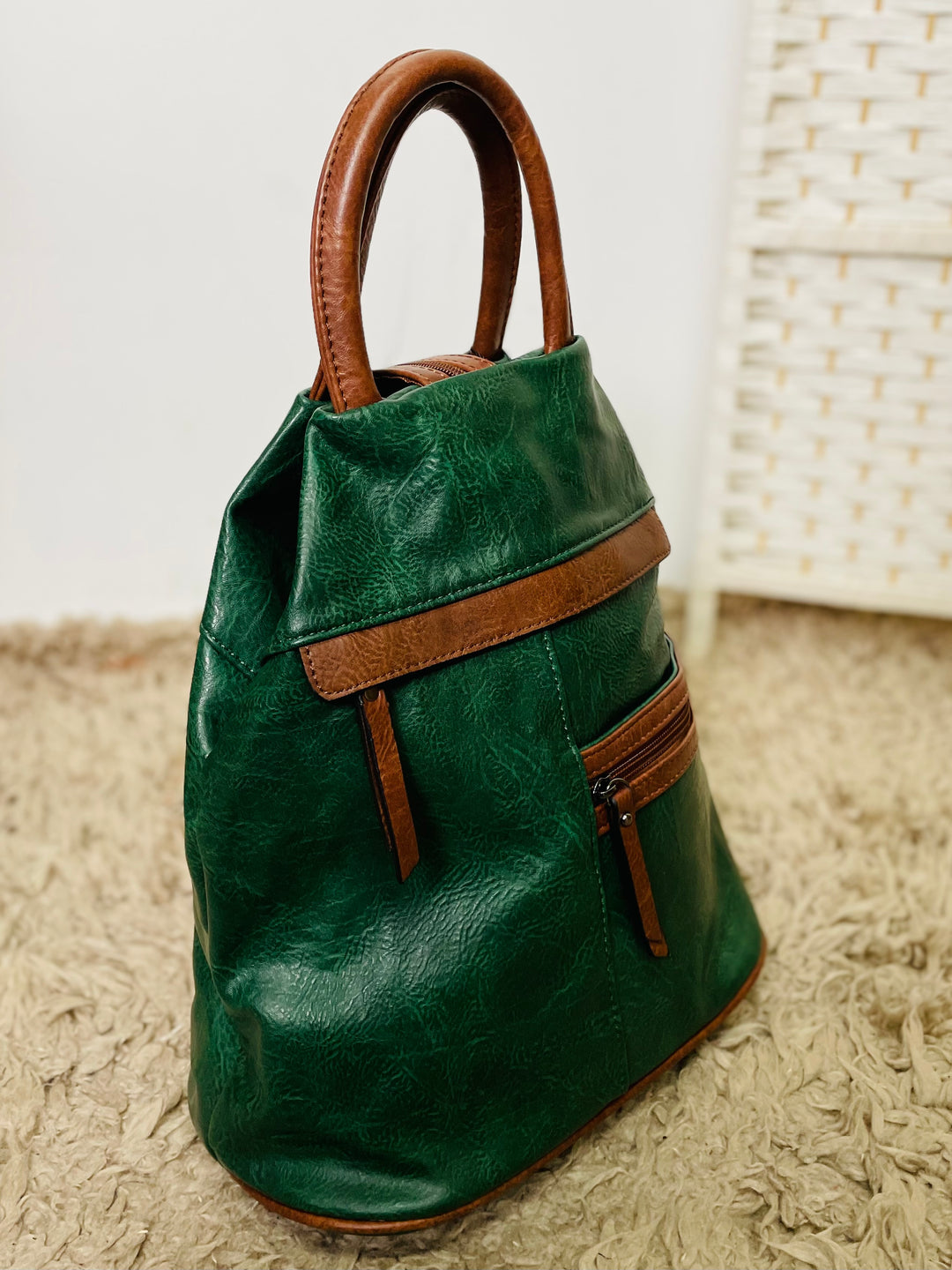 "BERNY" Rucksack-Green & Tan