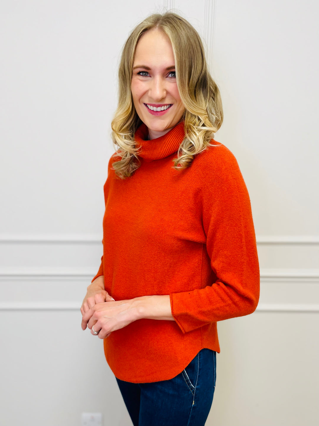 "MANDY" Roll Neck Jumper-Orange