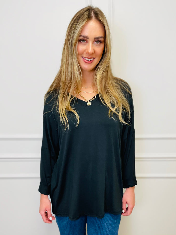 "BARBARA" Basic Top-Black