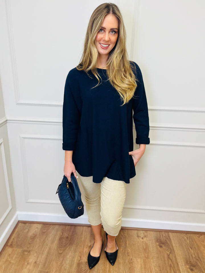 "GEORGIA" Basic Soft Jumper-Navy