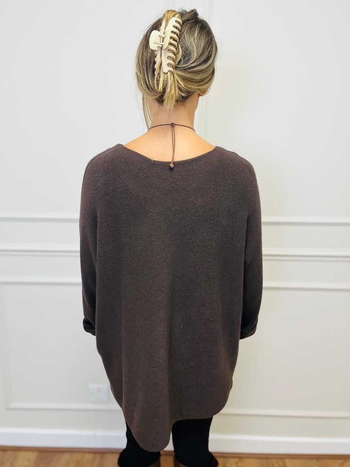 "GINNY" Basic Soft Jumper-Brown