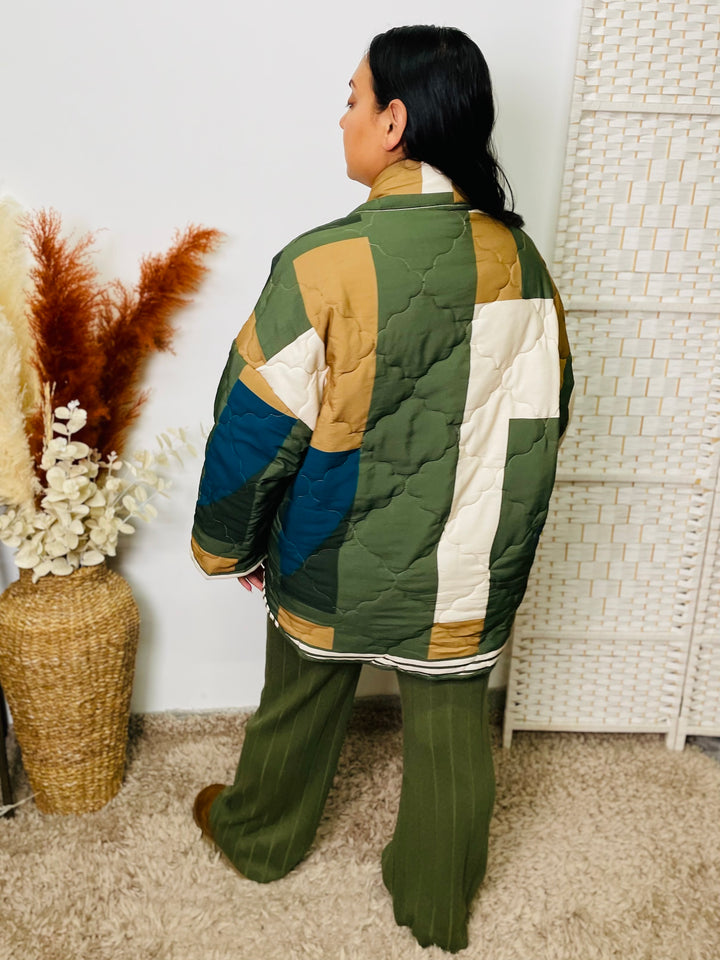 “HUNTER" Quilted Jacket-Green & Multicolour