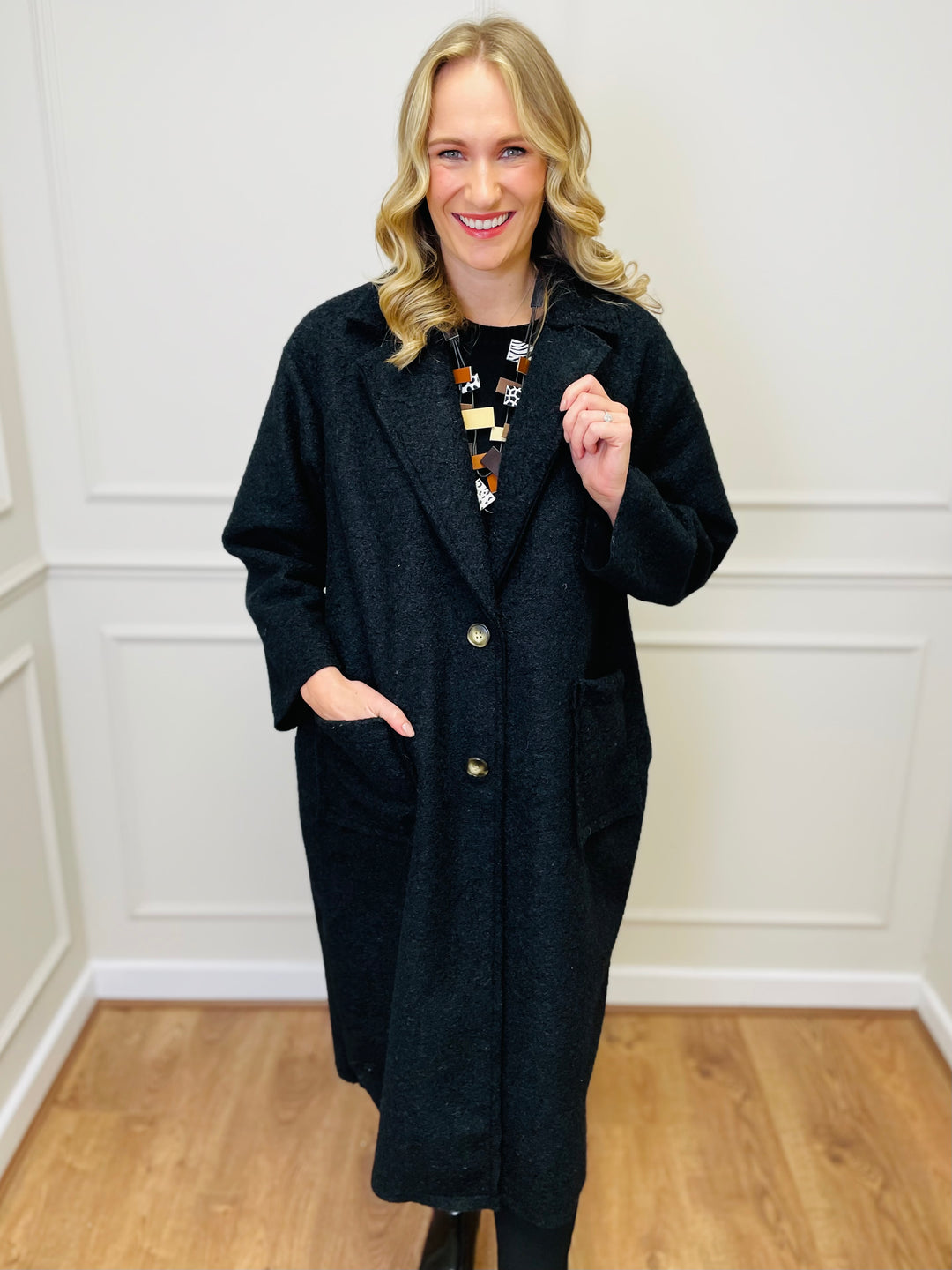 "JOSEPHINE" Longline Coat-Black