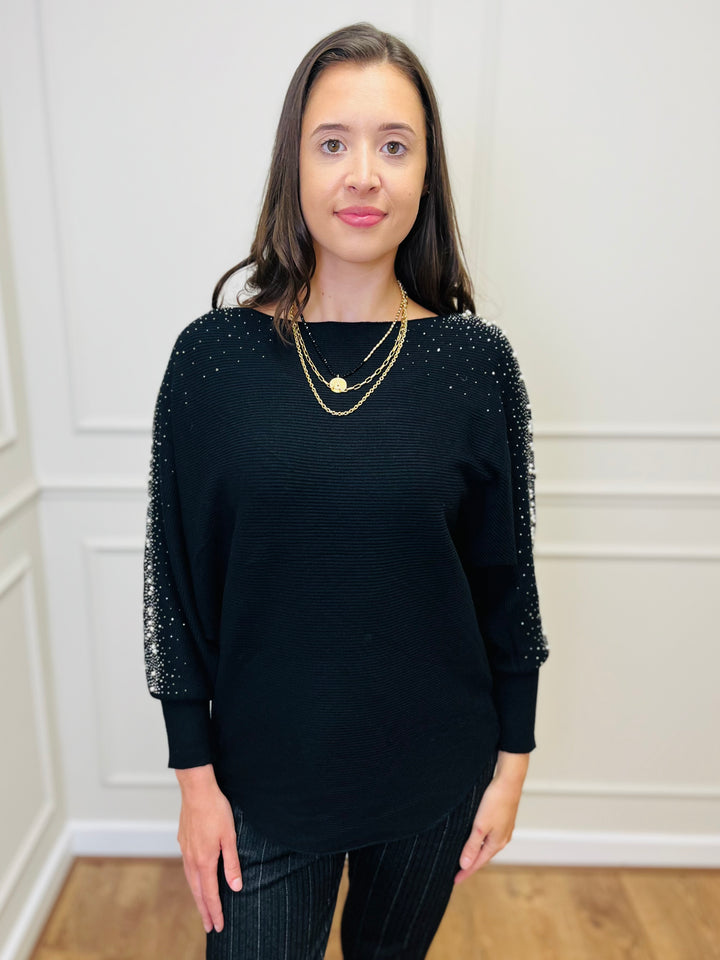 "MAYA" Pearl Jumper-Black