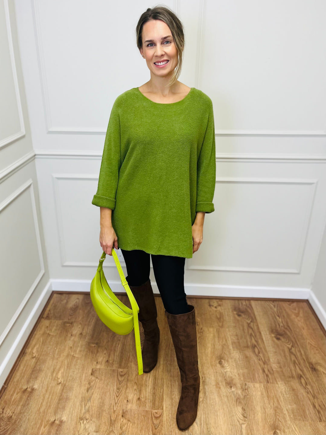 "GINNY" Basic Soft Jumper-Lime