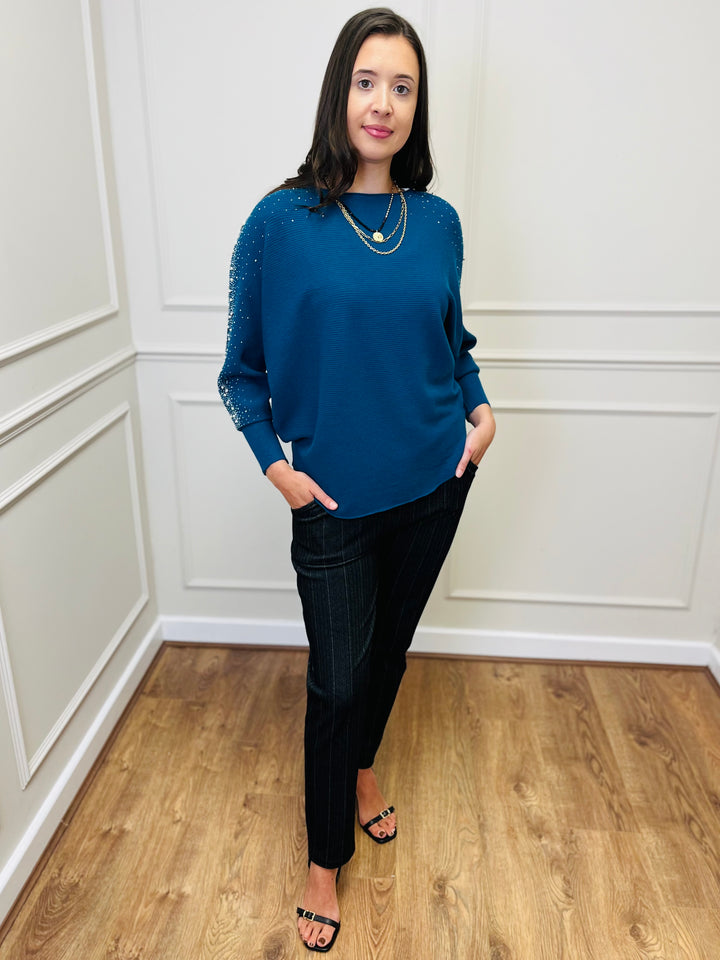 "MAYA" Pearl Jumper-Teal