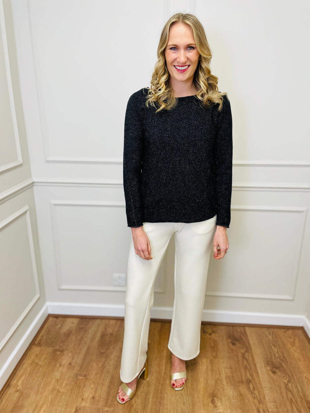 "MAGNOLIA" Sparkle Fine Knit Jumper-Black