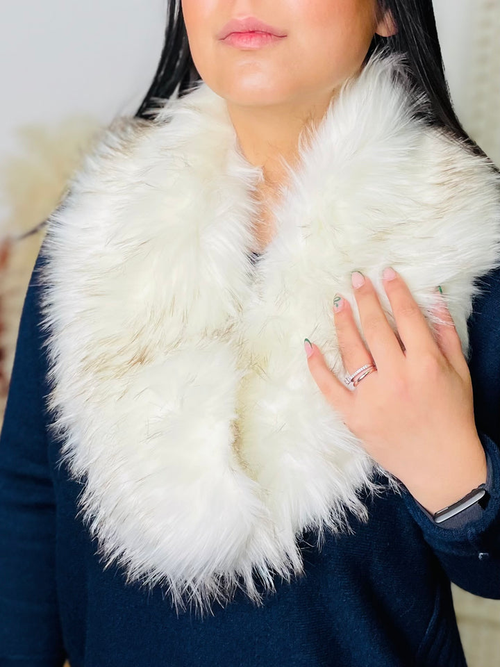 No.65 Faux Fur Collar Scarf-Cream