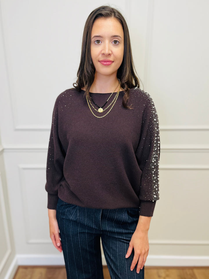 "MAYA" Pearl Jumper-Brown