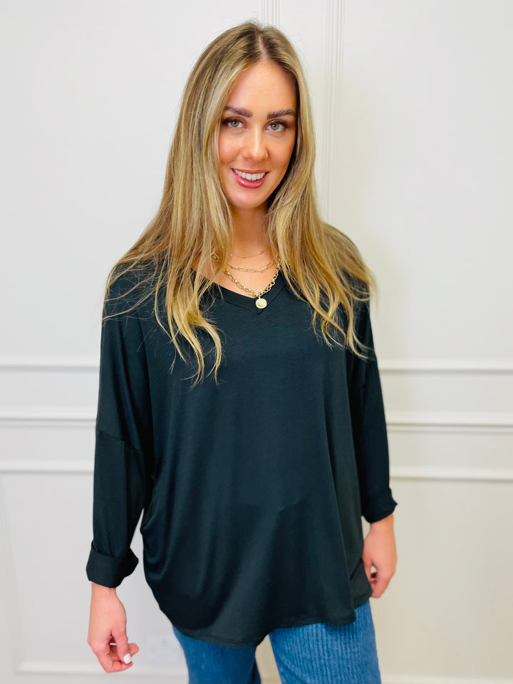 "BARBARA" Basic Top-Black