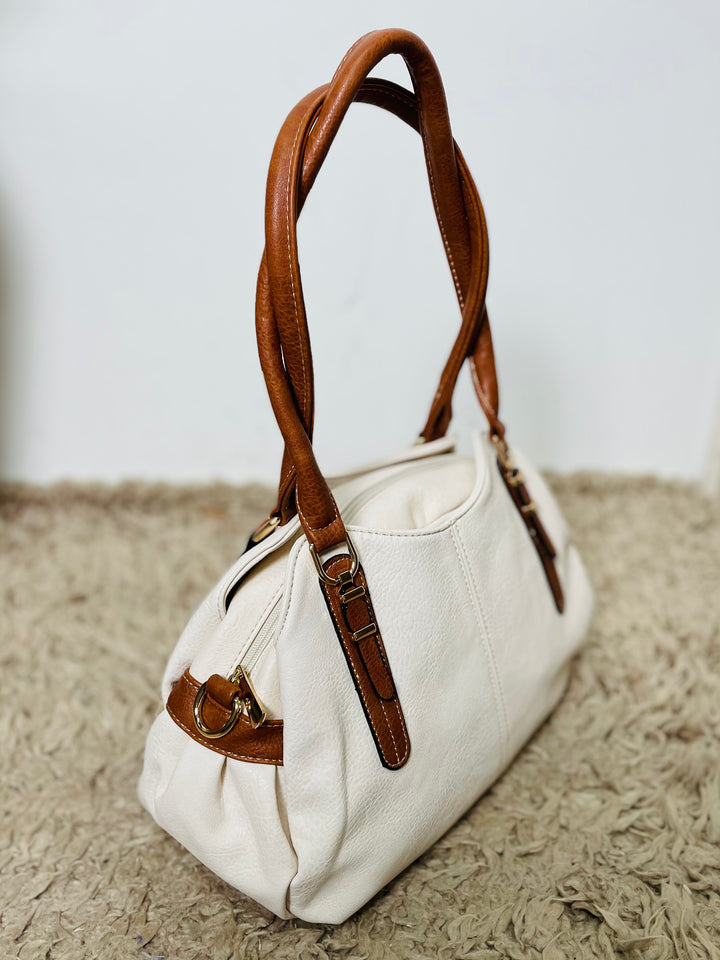 No.27 Pouch Handbag-Cream & Tan