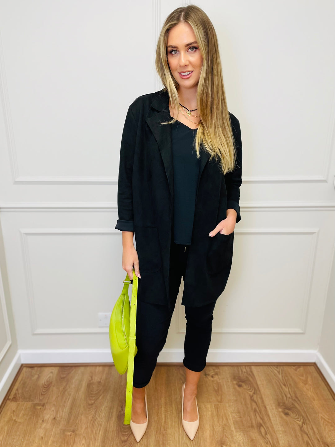 "CROSBY" Mid Length Jacket-Black