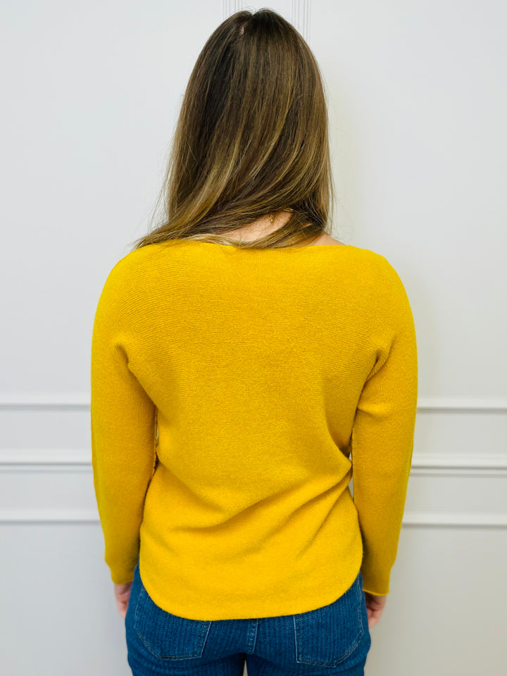 "MAGNOLIA" Fine Knit Jumper-Mustard