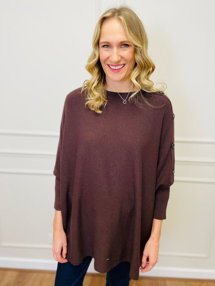 "BETTY" Button Jumper-Brown