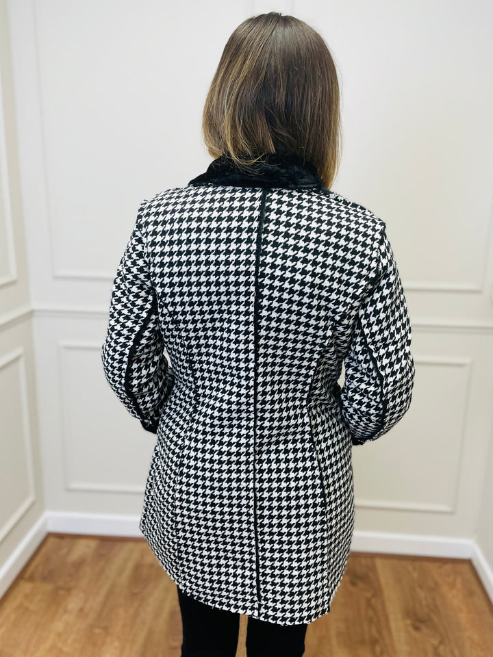 "SAMIRA" Houndstooth Coat-Black & White