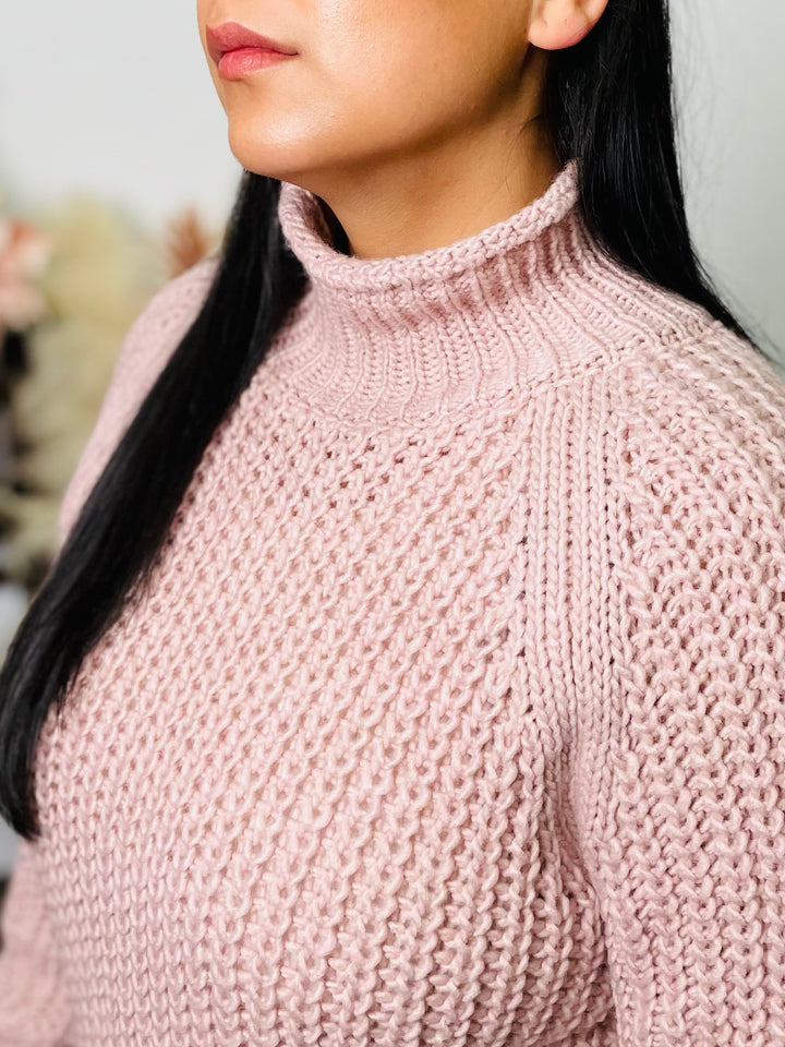 "ANGELA" Polo Neck Jumper-Pink